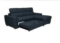 Black Wooden Frame Functional Sofa Bed Technological Fabric Cover Spring Plastic Legs