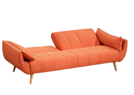 Wooden Frame Functional Sofa Bed Dacron Cashmere - Like Cover Bright Orange Color