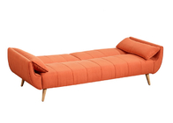 Wooden Frame Functional Sofa Bed Dacron Cashmere - Like Cover Bright Orange Color