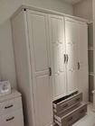 White Color European Contemporary Furniture Four Door Opening Wardrobe With Two Drawers