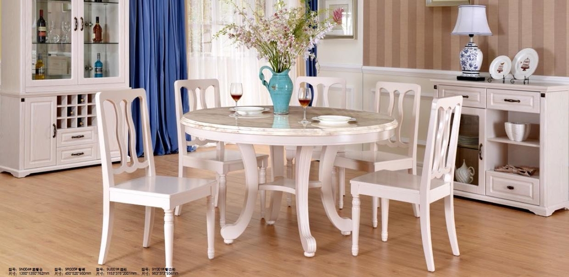 Simple European Style Wood Dining Table Set / Dining Room Unit Uptake Plastic Technology