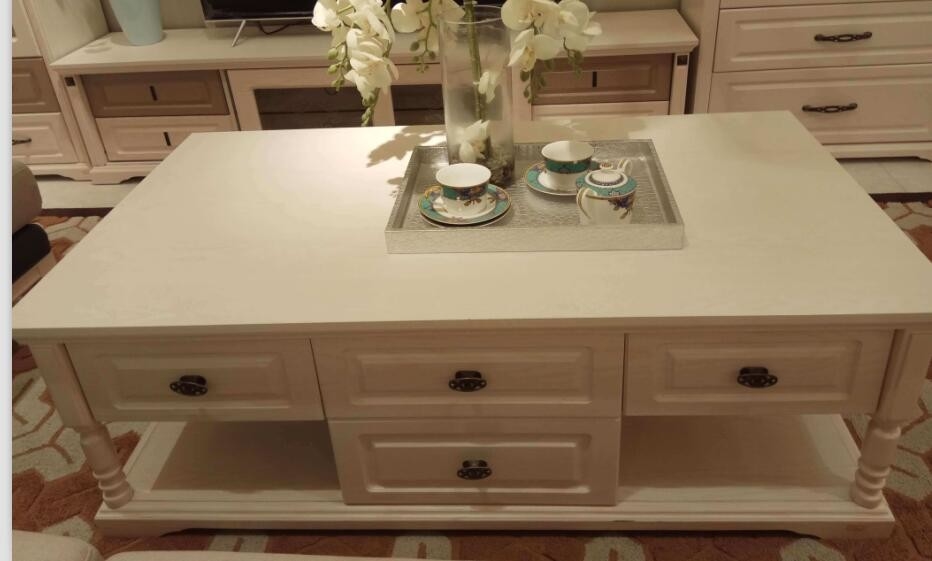 White Color 1 3m European Style Coffee Table With Melamine Four Drawers - European Style Coffee Table White Color 1 3m European Style Coffee Table With Melamine Four Drawers - European Style Coffee Table
