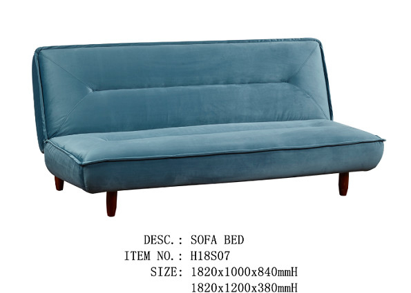 Velvet Fabric Functional Sofa Bed Recycle Foam Material Solid Wood Legs