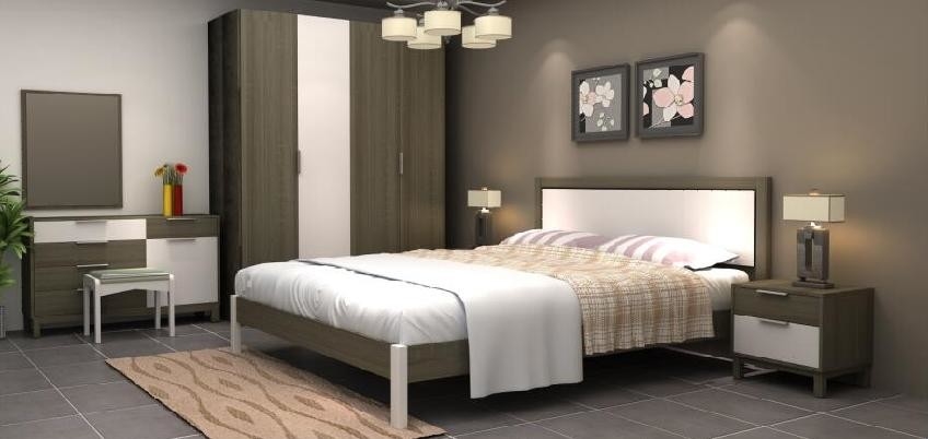 MDF Melamine Finishing Bedroom Suite Furniture King Size Bed