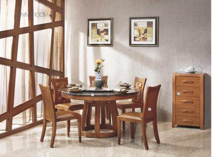 Veneer Finishing Modern Wood Dining Room Table 5 Drawers