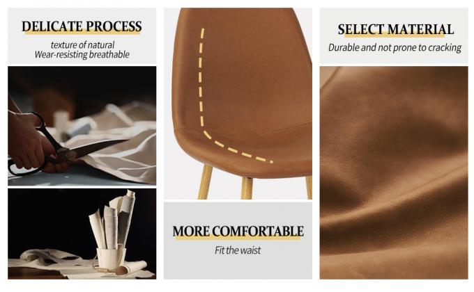 Washable PU Cushion Seat Back , Retro Mid Century Modern Side Chair 24X22X32.7cm 1