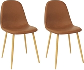 Leather Upholstered Dining Room Side Chair Ergonomic Back Design Brown