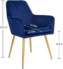 ISO 9001 Upholstered Dining Room Furnitures Modern Leather Accent Arm Chair With Gold Metal Legs