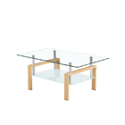 Nordic Modern Rectangular Large Glass Top Coffee Table Streamlined Design OEM