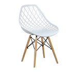 Italian Design Pp Plastic Metal Frame Dining Chair And Wooden Leg