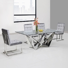 Modern Tempered Glass Dining Table , French Style Stainless Steel Dining Table