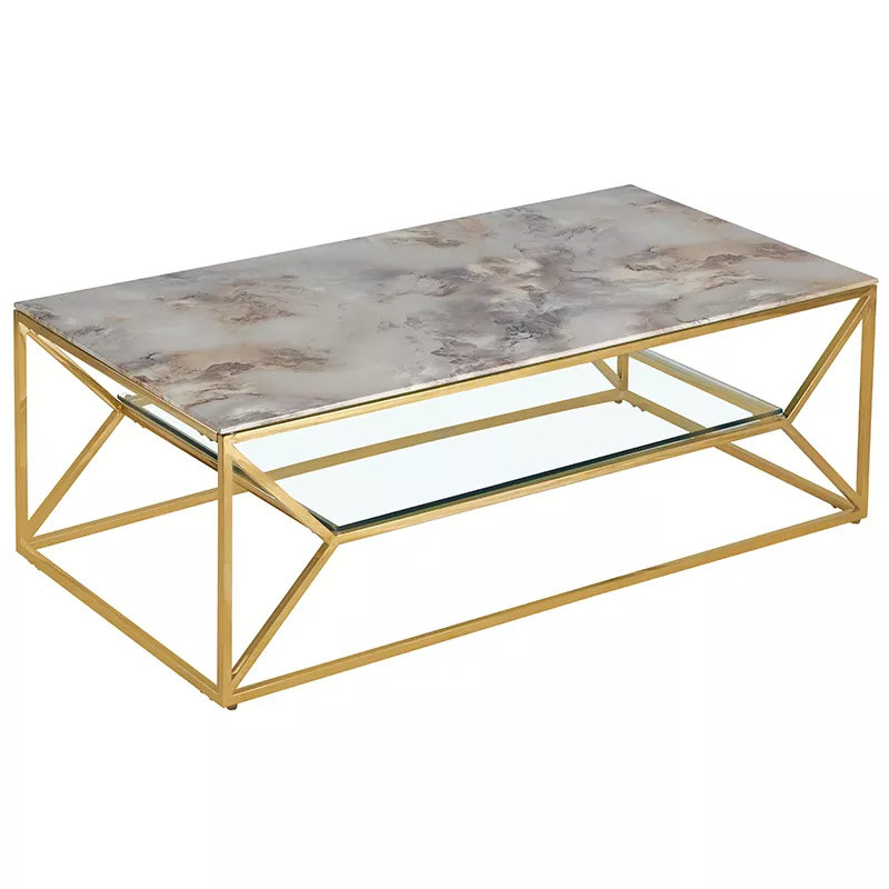 0.14m3 Living Room Furniture Gold Stainless Console Coffee Table 120*60*40CM