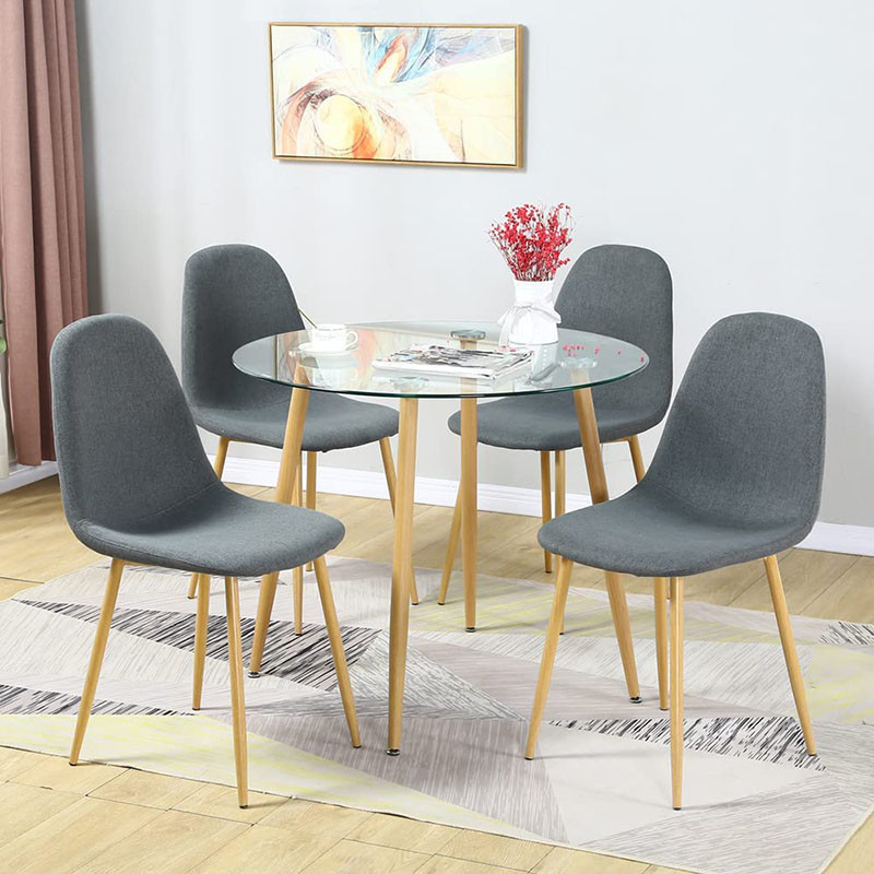 Modern Leather Fabric Metal Frame Dining Chairs Luxury