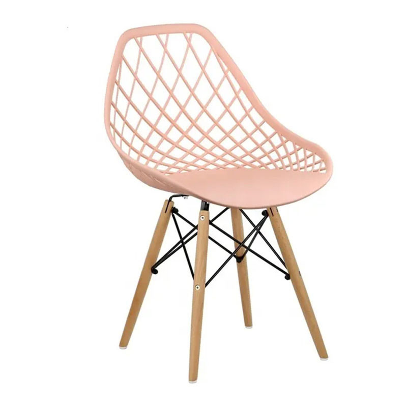 Italian Design Pp Plastic Metal Frame Dining Chair And Wooden Leg