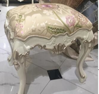French Classical Style White Dressing Stool Hand Made Curve
