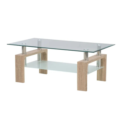 Nordic Modern Rectangular Large Glass Top Coffee Table Streamlined Design OEM